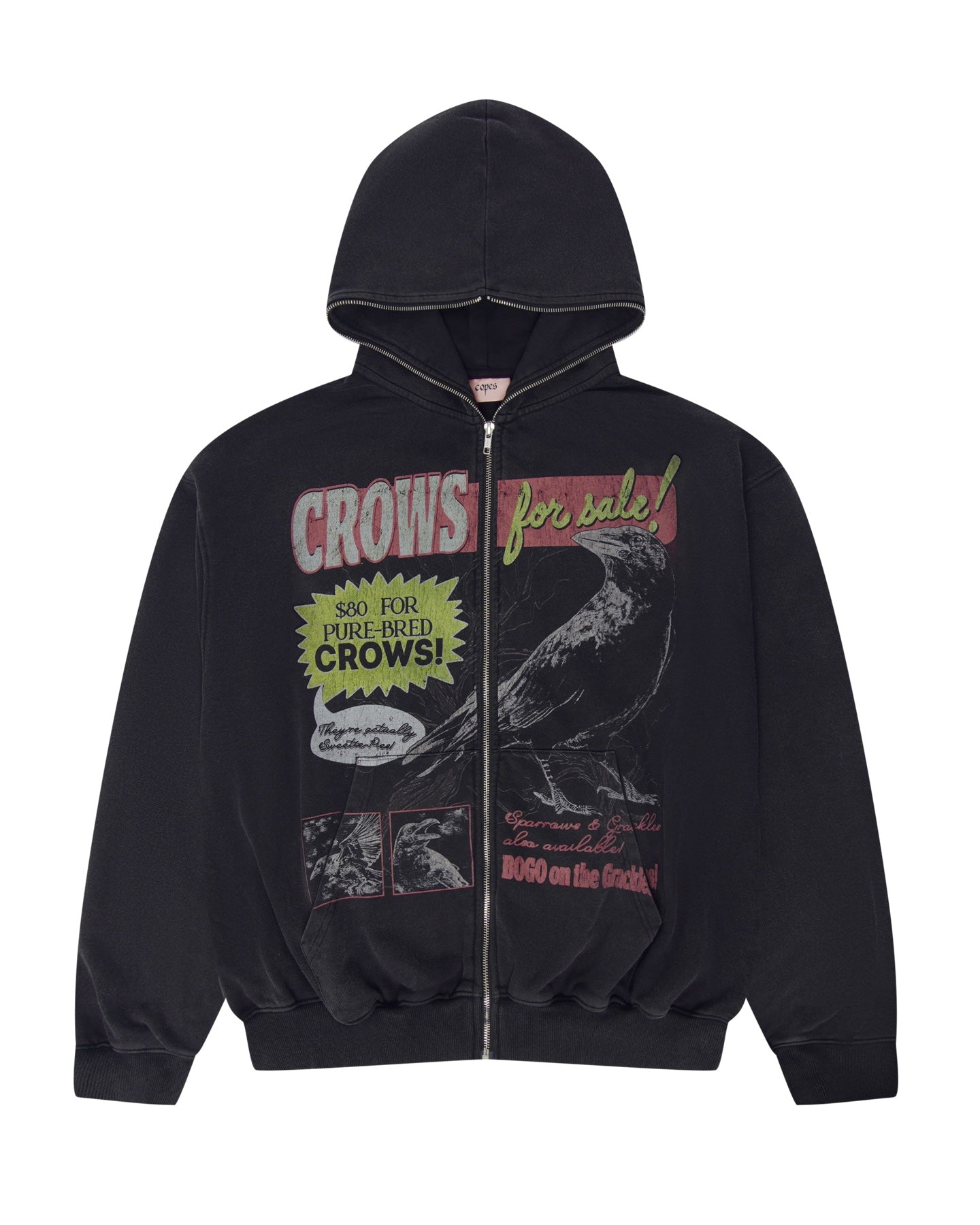 CLUB HAUS ハリネズミパーカー XL 黒 Hivemind 'Crows' Heavyweight French Terry Full-zip Hoodie – COPES