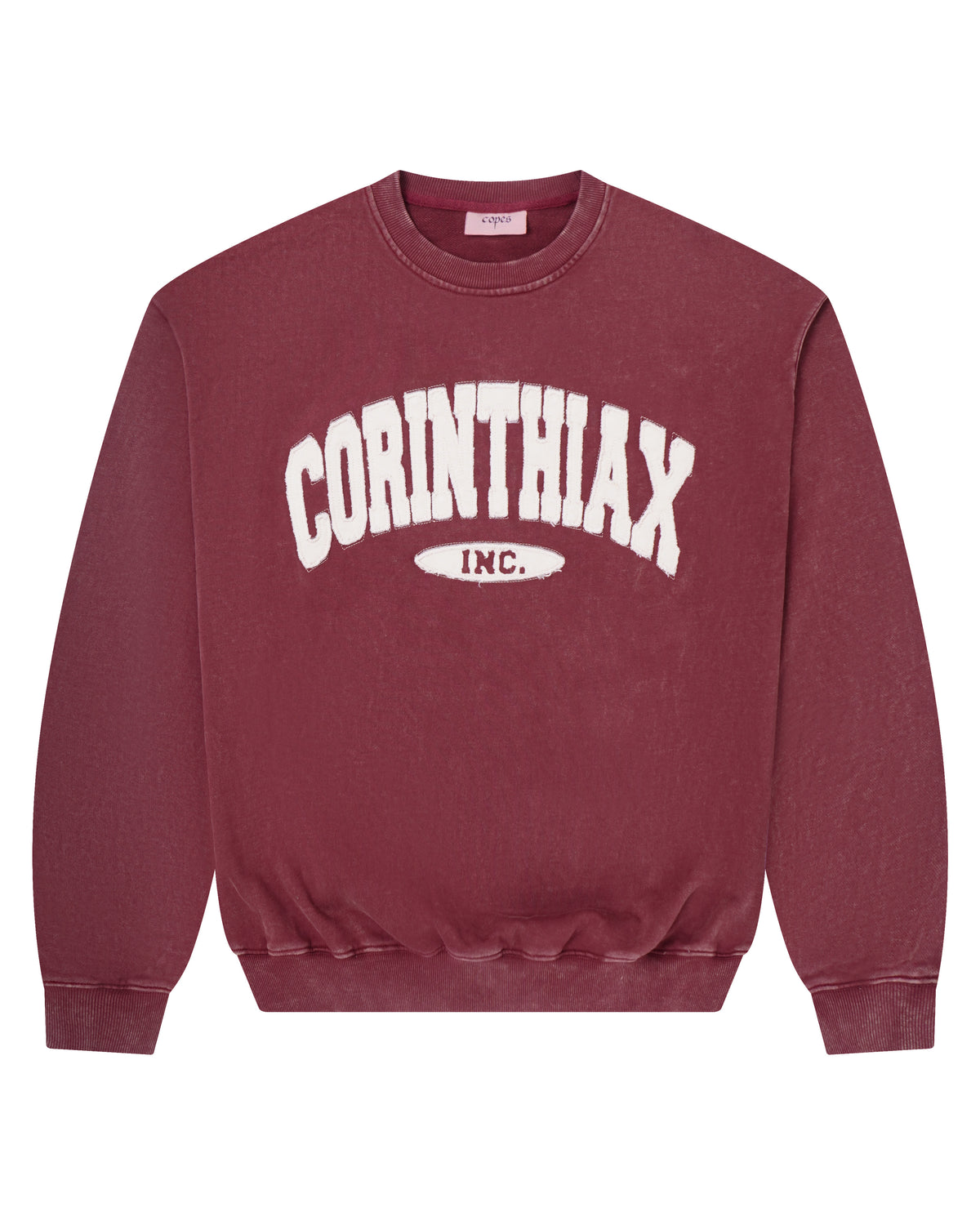Wicca Phase 'Corinthiax' Patchwork French Terry Crewneck (Washed Wine)