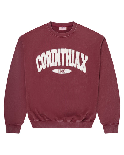 Wicca Phase 'Corinthiax' Patchwork French Terry Crewneck (Washed Wine)