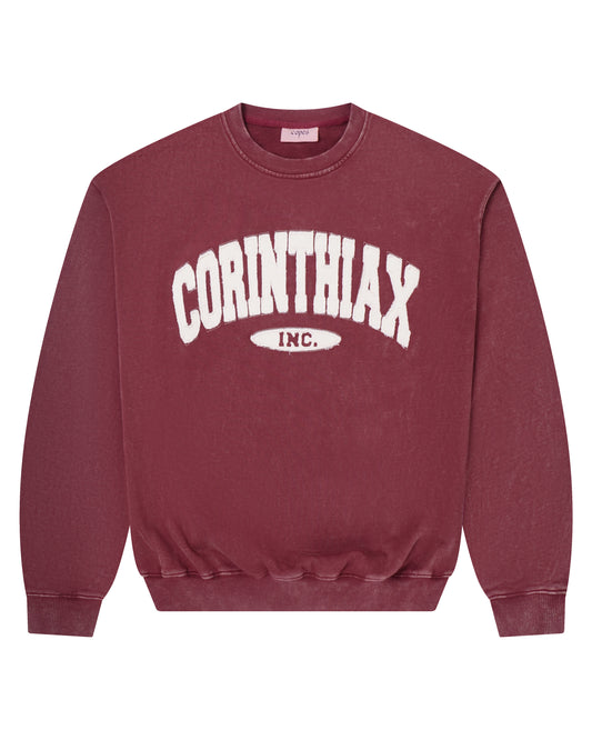 Wicca Phase 'Corinthiax' Patchwork French Terry Crewneck (Washed Wine)