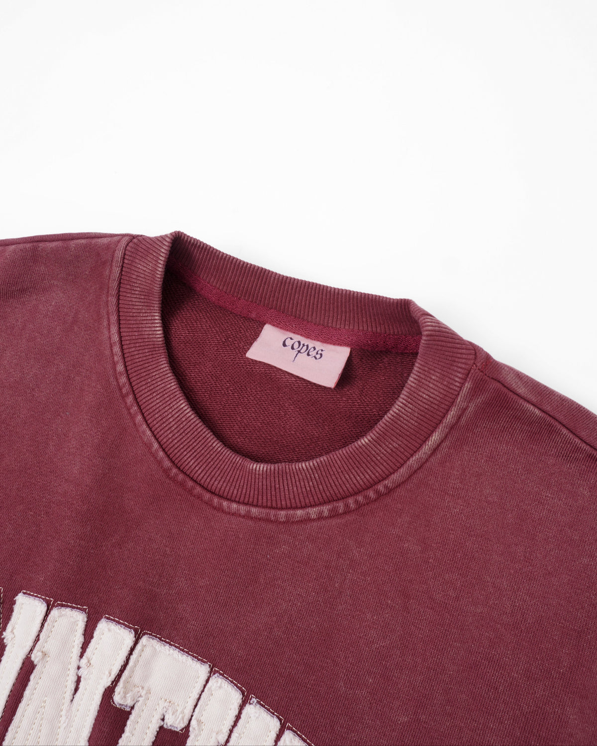 Wicca Phase 'Corinthiax' Patchwork French Terry Crewneck (Washed Wine)