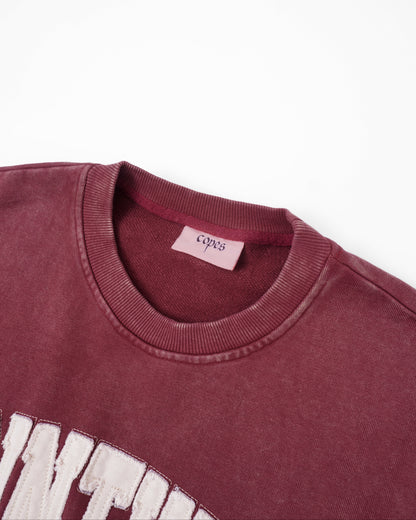Wicca Phase 'Corinthiax' Patchwork French Terry Crewneck (Washed Wine)