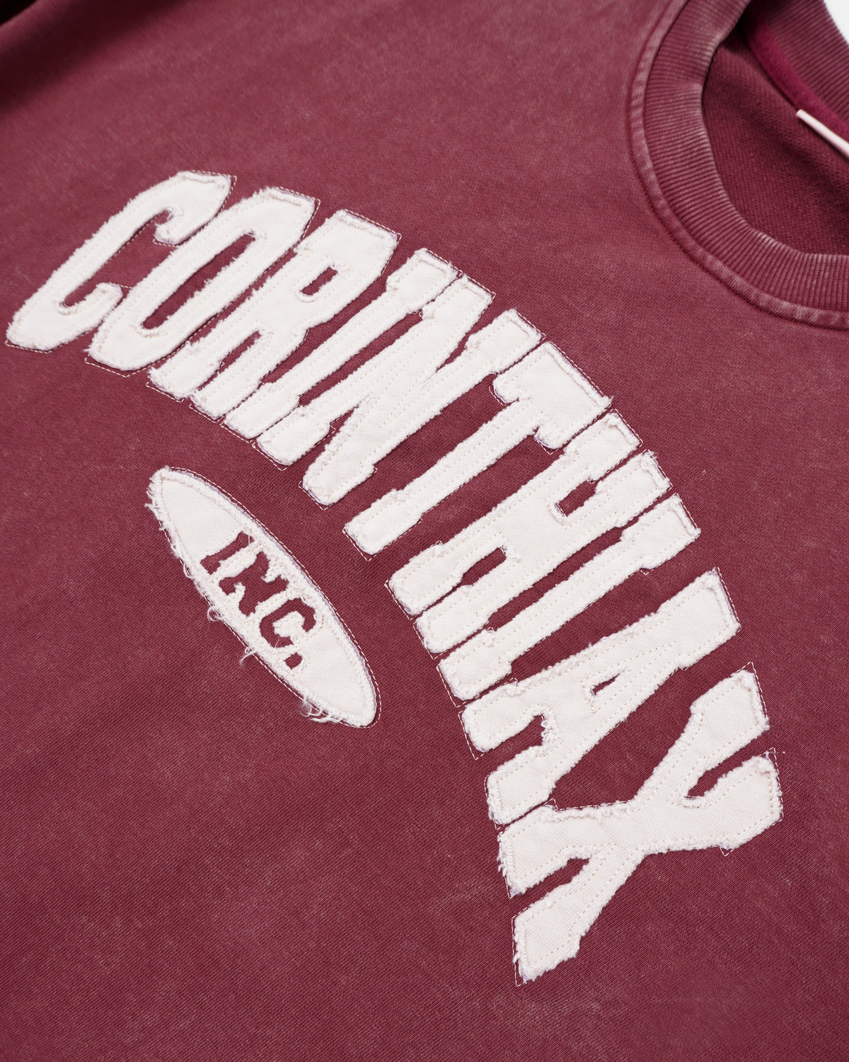 Wicca Phase 'Corinthiax' Patchwork French Terry Crewneck (Washed Wine)