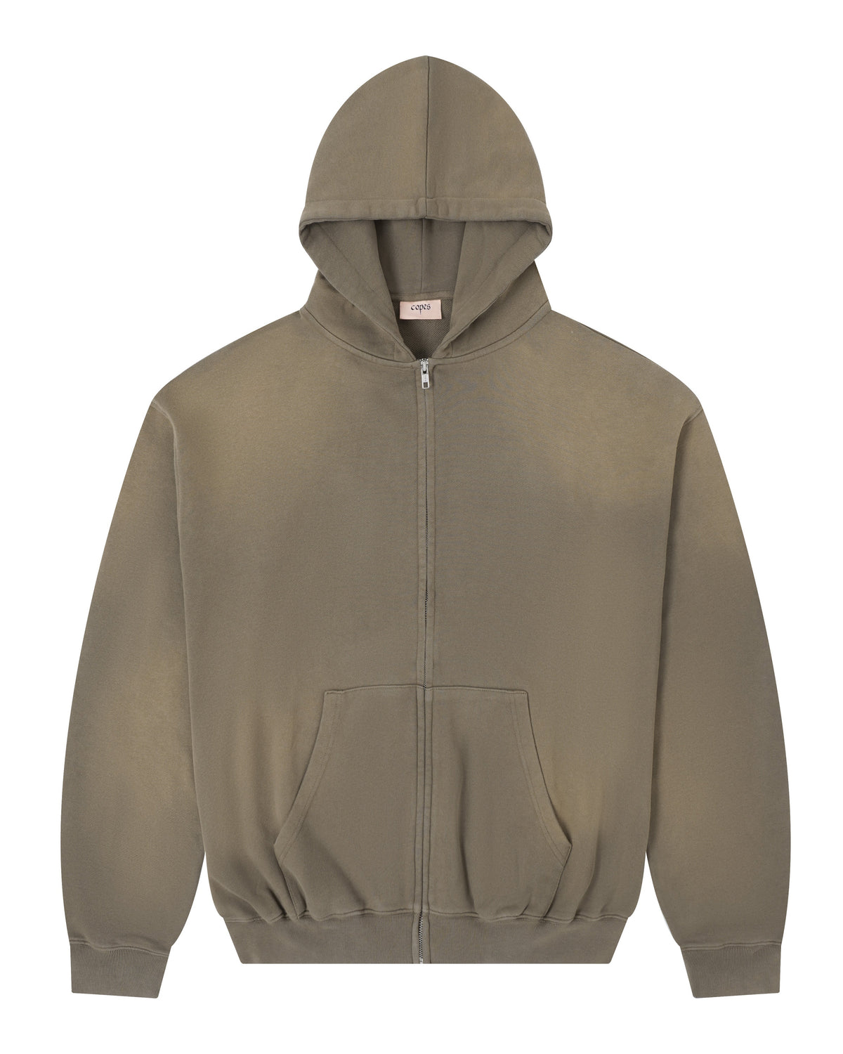 Copes Heavyweight French Terry Sun Washed Zip Hoodie (Fossil)