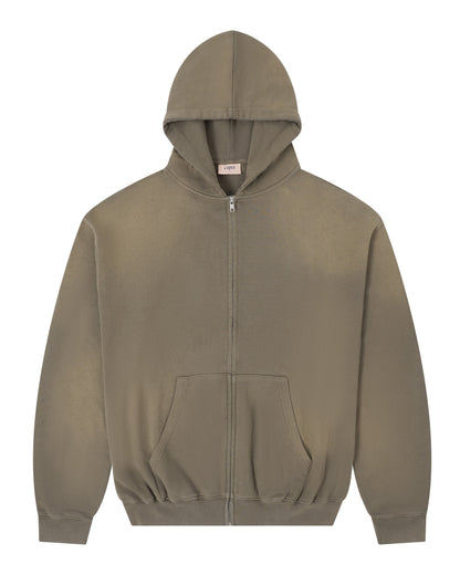 Copes Heavyweight French Terry Sun Washed Zip Hoodie (Fossil)