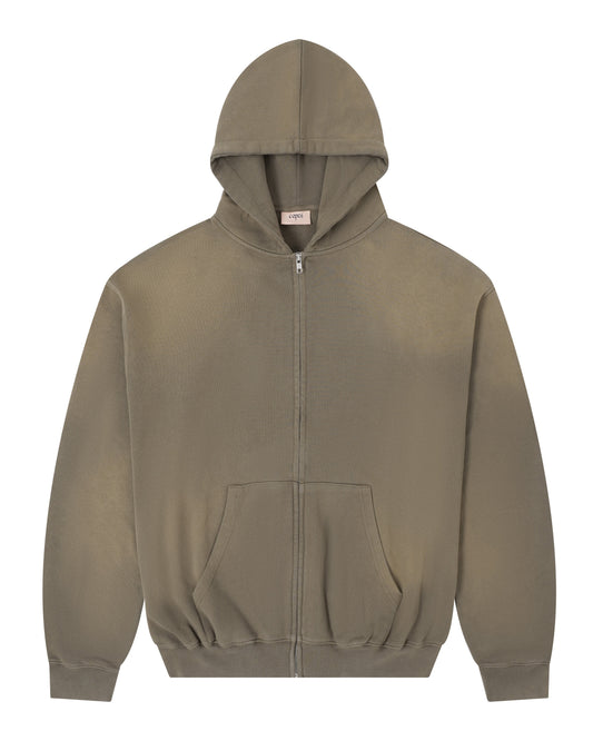 Copes Heavyweight French Terry Sun Washed Zip Hoodie (Fossil)