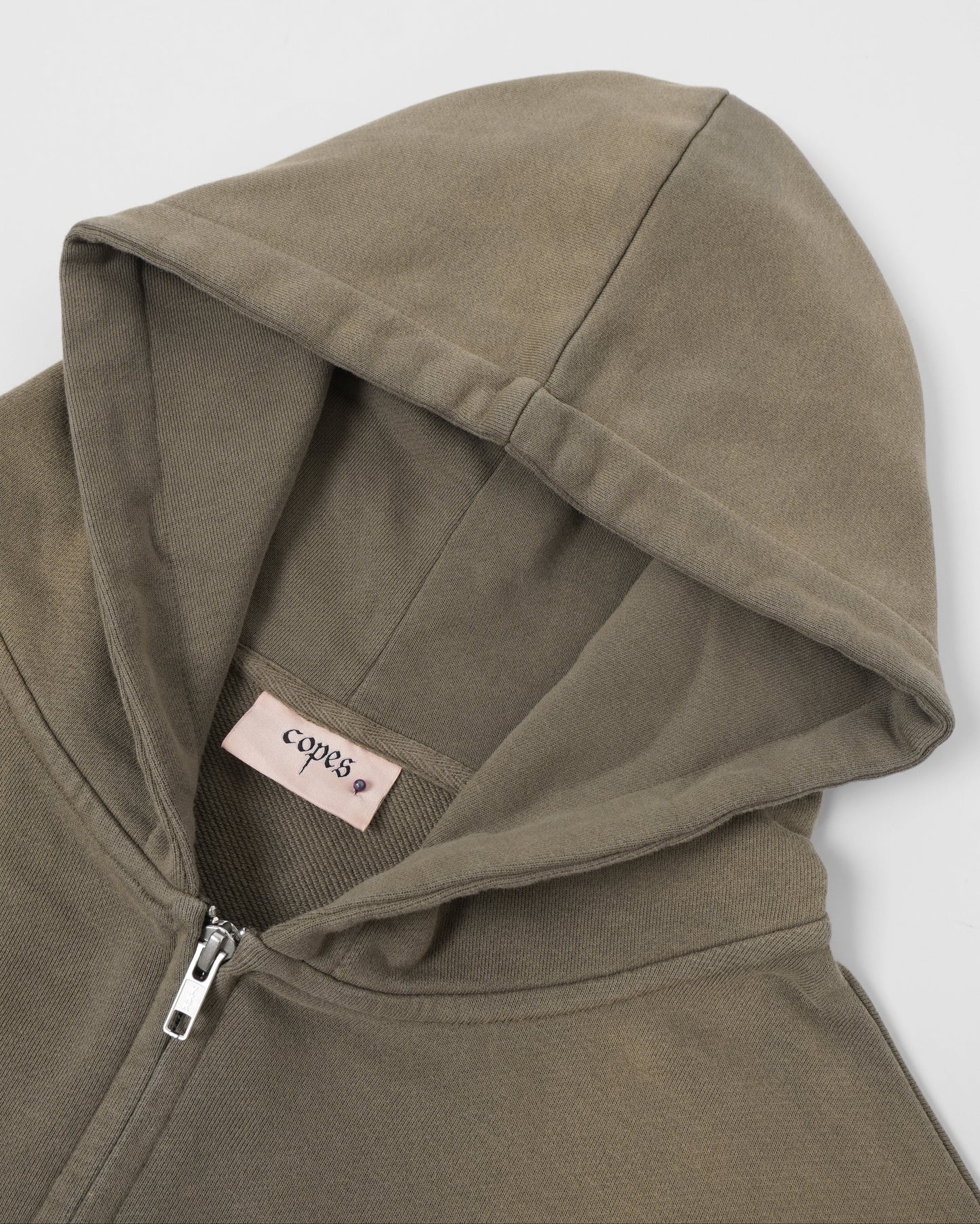 Copes Heavyweight French Terry Sun Washed Zip Hoodie (Fossil)