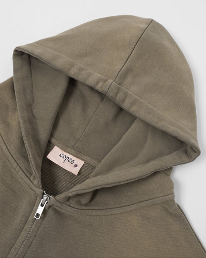 Copes Heavyweight French Terry Sun Washed Zip Hoodie (Fossil)
