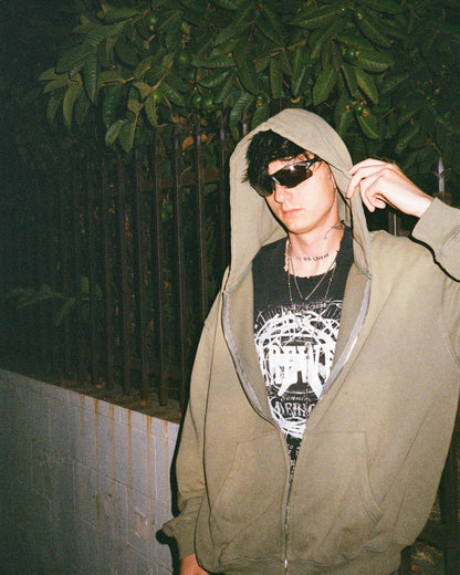Copes Heavyweight French Terry Sun Washed Zip Hoodie (Swamp Green)