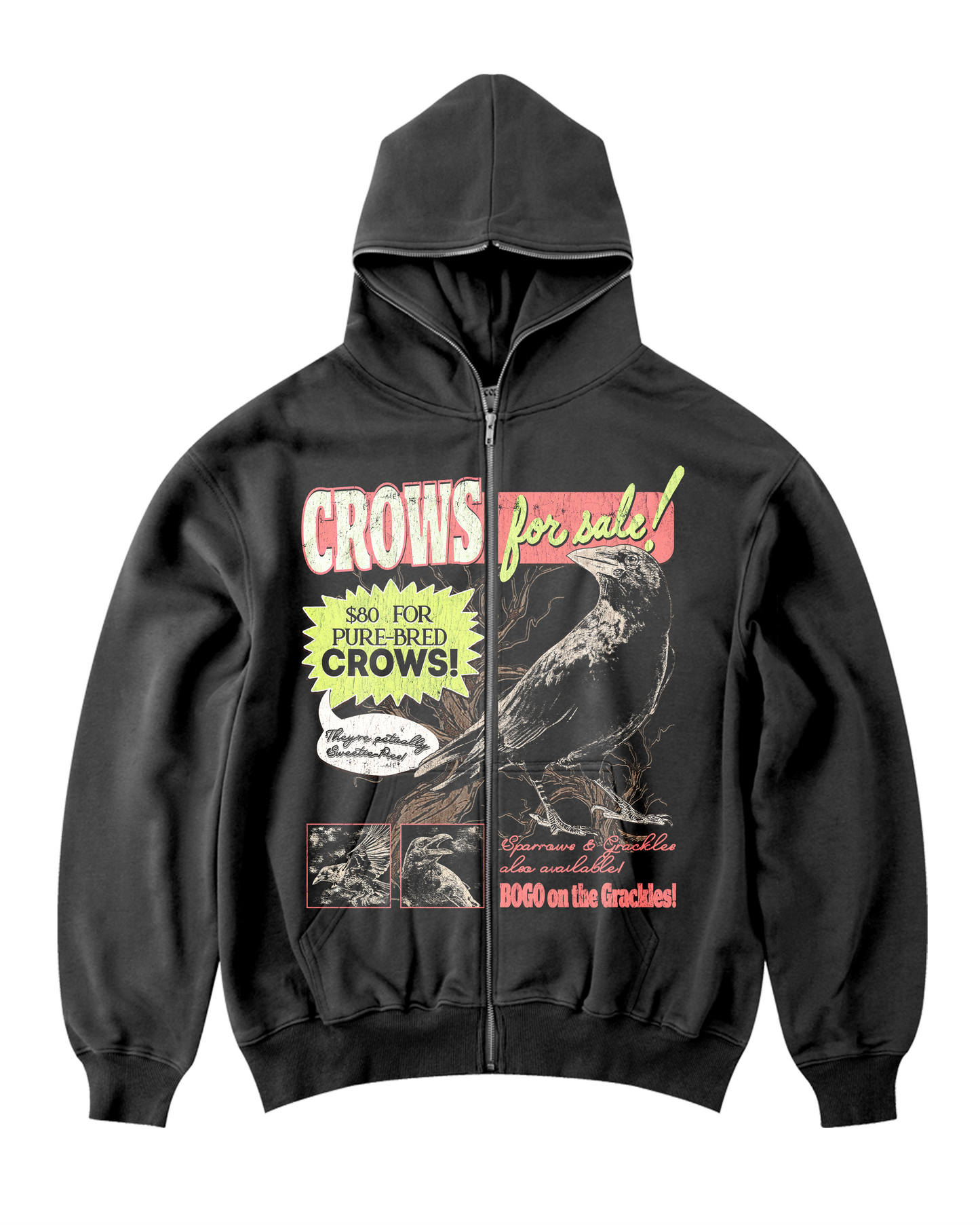 Hivemind 'Crows' Heavyweight French Terry Full-zip Hoodie