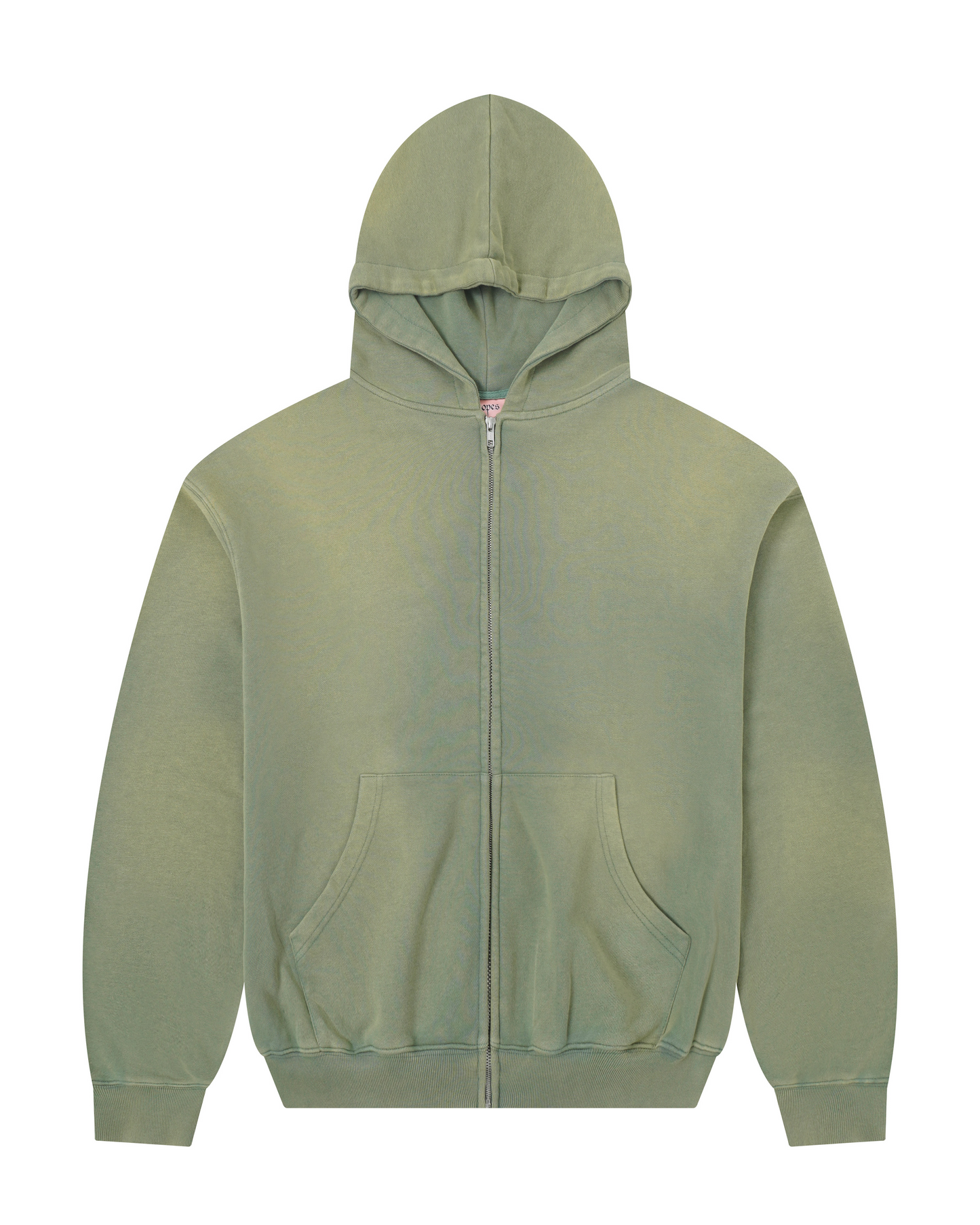Copes Heavyweight French Terry Sun Washed Zip Hoodie (Swamp Green)