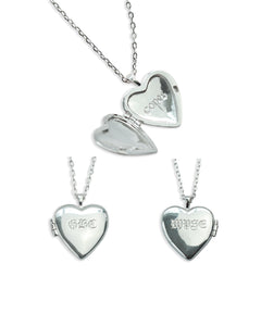 WPSE Sterling Silver Heart Locket Necklace